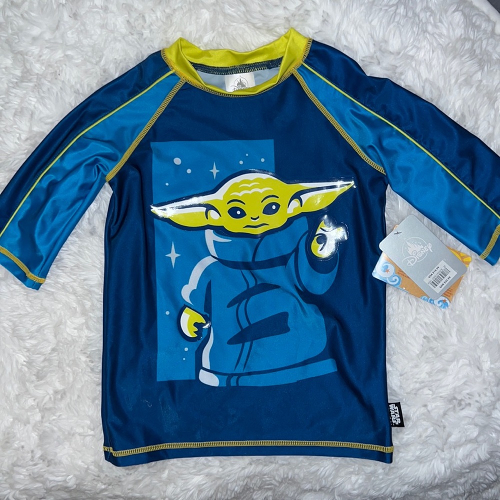 Kids baby Yoda swim shirt